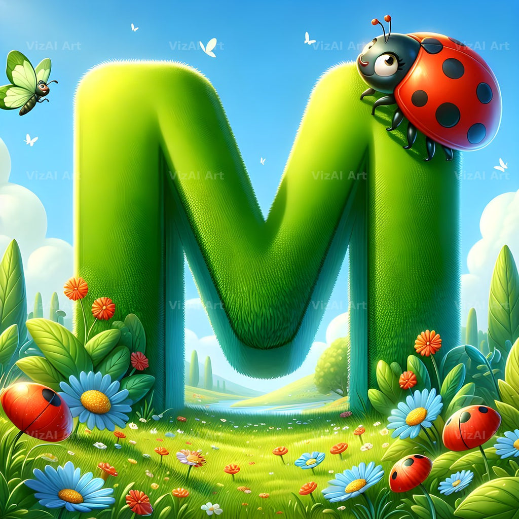 Ladybird Meadow Day alphabet letter M