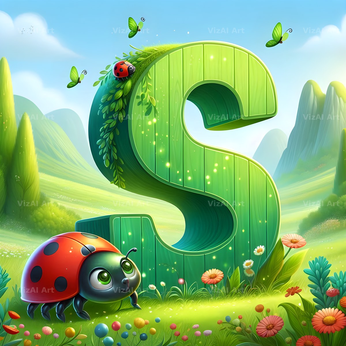 Ladybird Meadow Day alphabet letter S