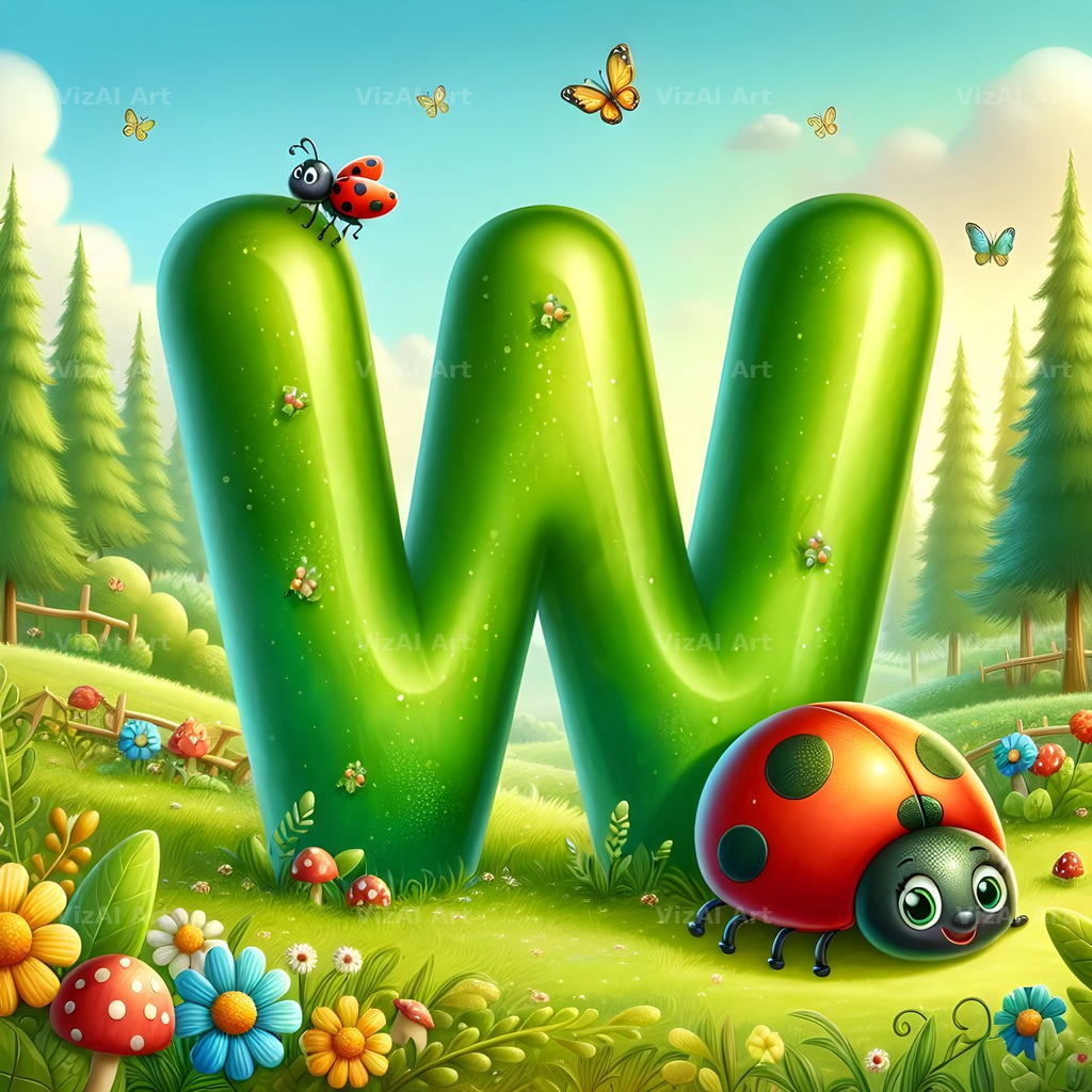 Ladybird Meadow Day alphabet letter W
