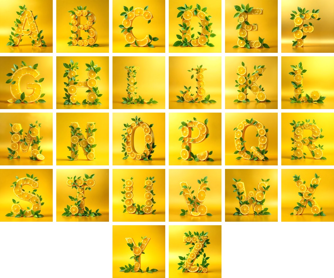 Lemon Slice alphabet — all 26 letters