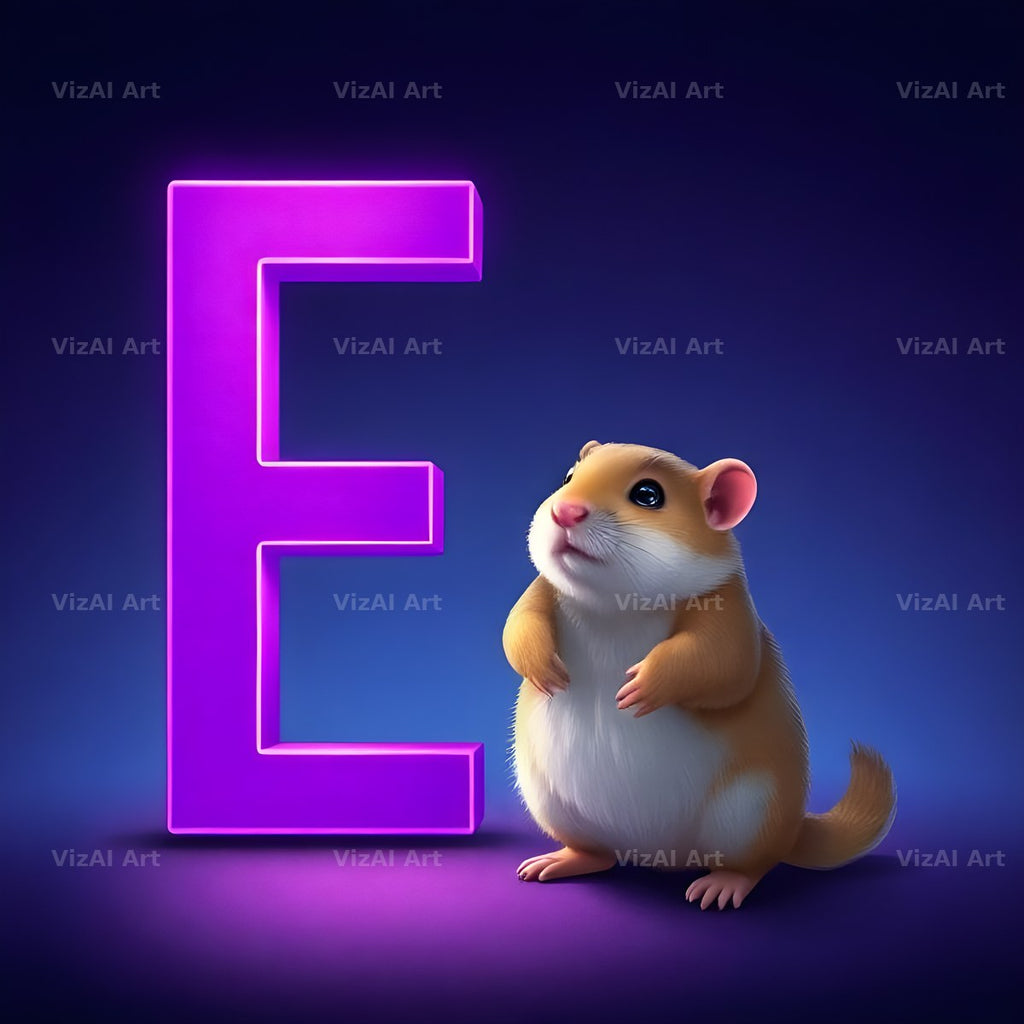 Little Hamster alphabet letter E