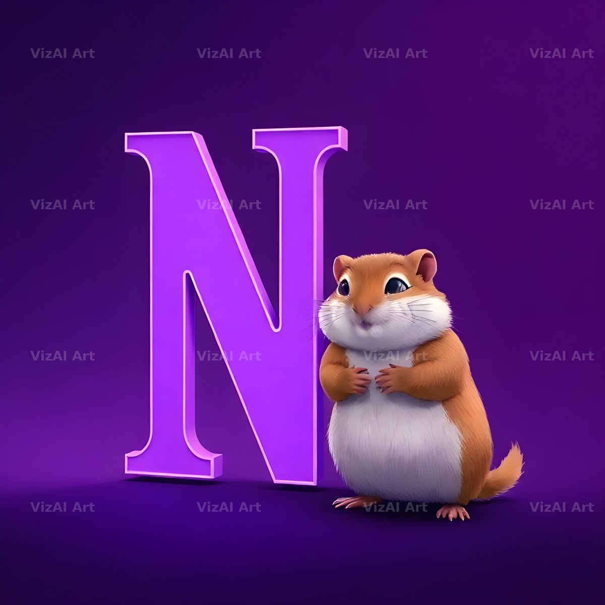 Little Hamster alphabet letter N
