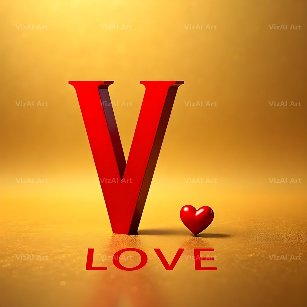 Love Letter Gold alphabet letter V