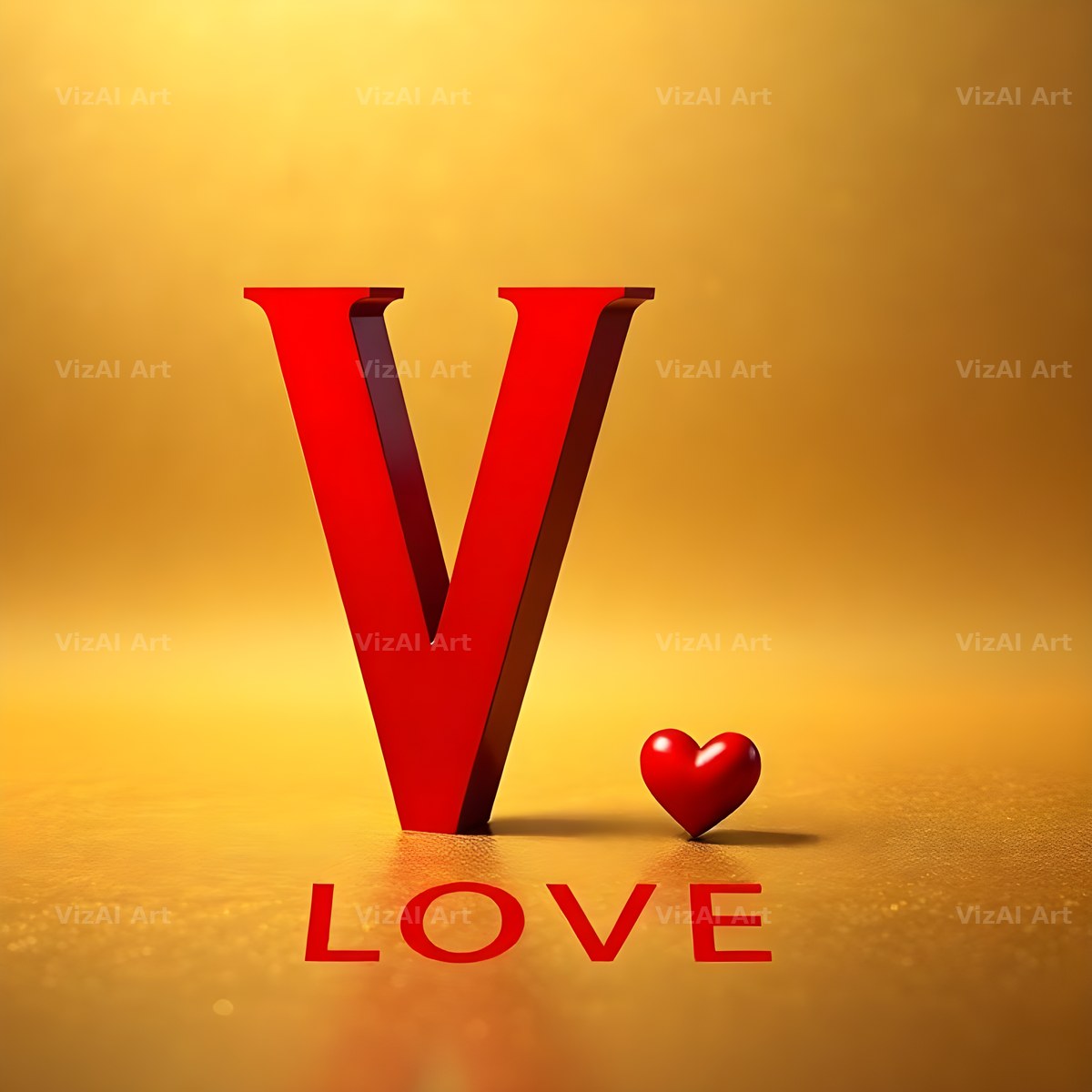 Love Letter Gold alphabet letter V