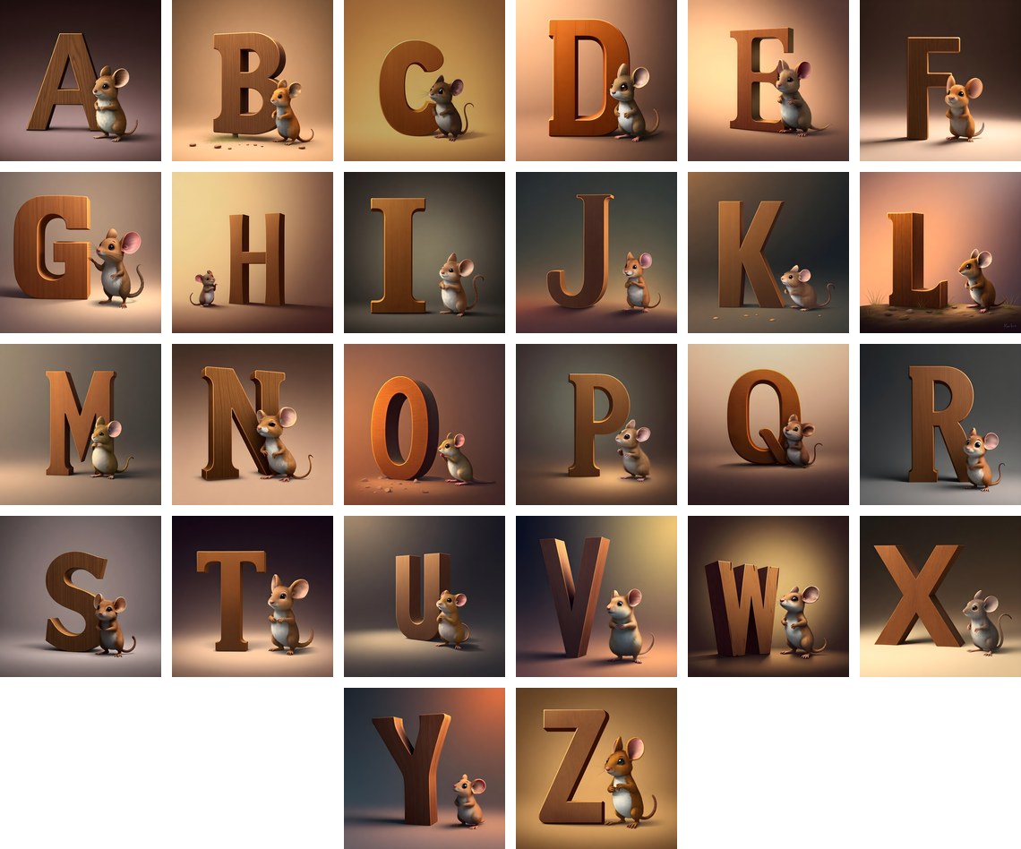 Little Mouse alphabet — all 26 letters