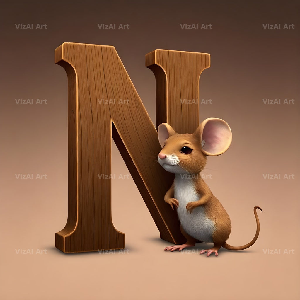 Little Mouse alphabet letter N