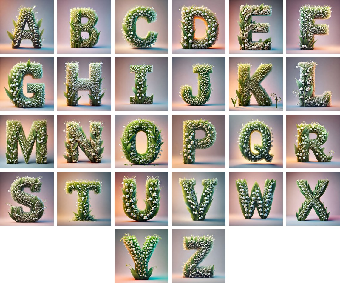 Lily of the Valley alphabet — all 26 letters