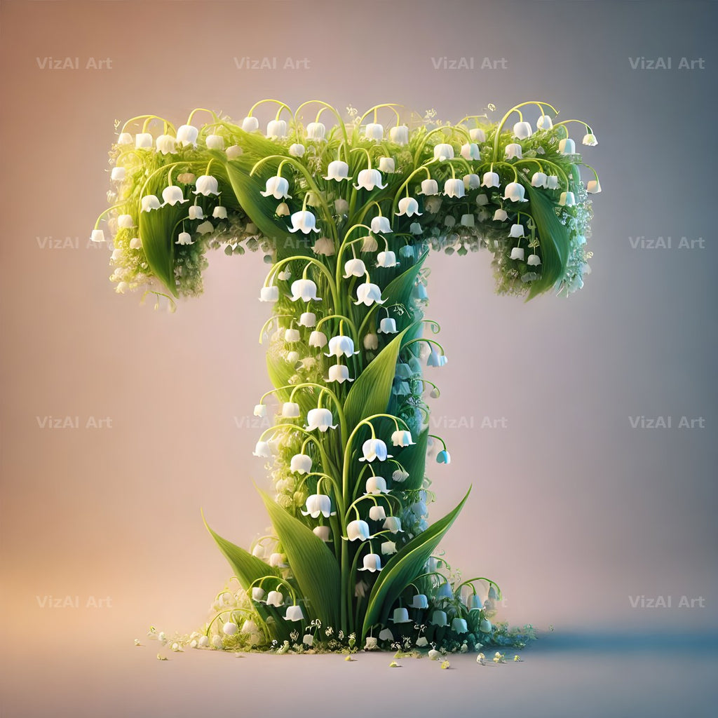 Lily of the Valley alphabet letter T