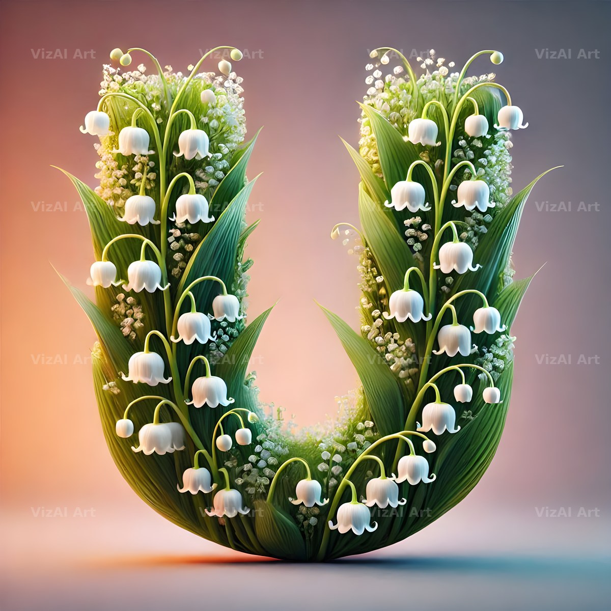 Lily of the Valley alphabet letter U