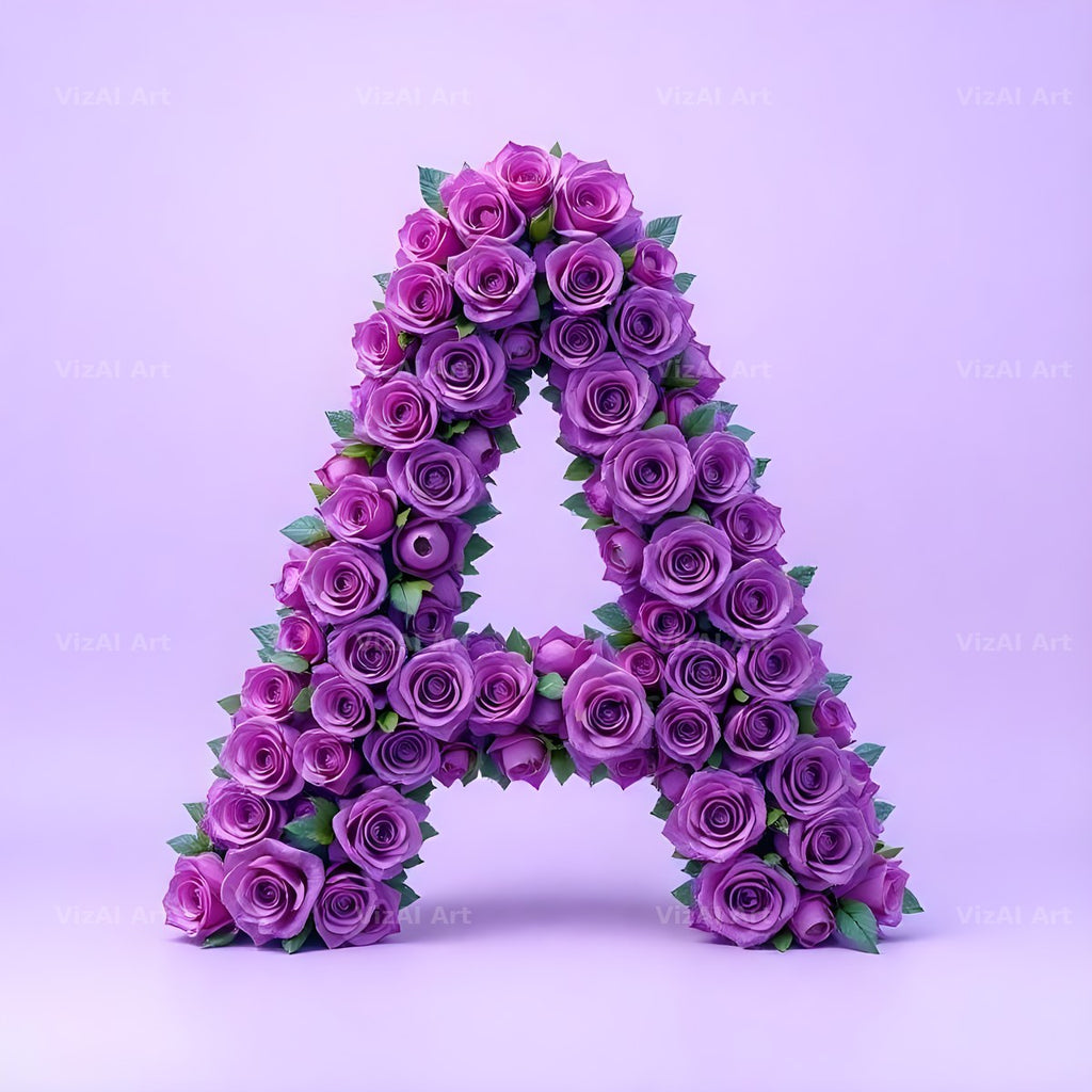 Lilac Rose Cluster alphabet letter A