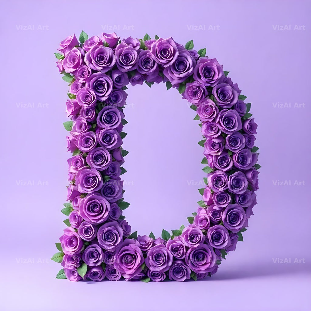 Lilac Rose Cluster alphabet letter D