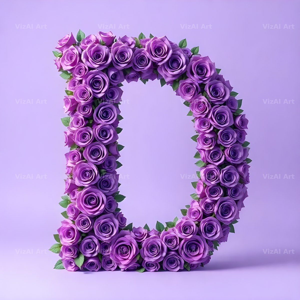Lilac Rose Cluster alphabet letter D