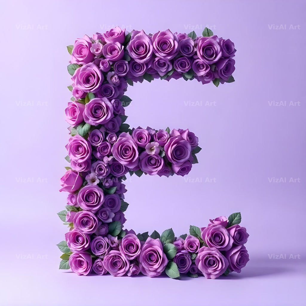 Lilac Rose Cluster alphabet letter E