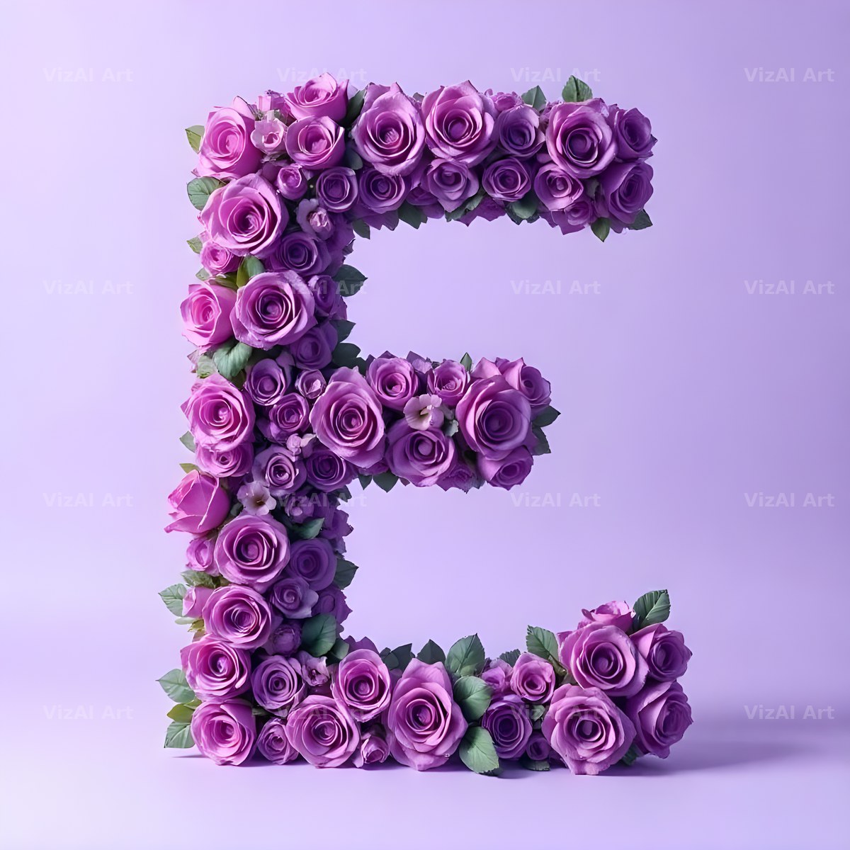 Lilac Rose Cluster alphabet letter E