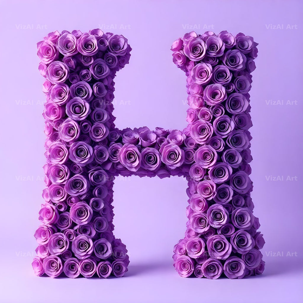 Lilac Rose Cluster alphabet letter H