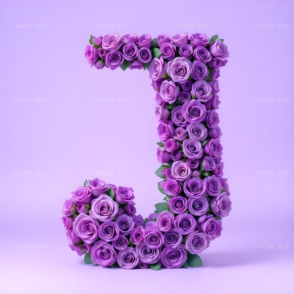Lilac Rose Cluster alphabet letter J
