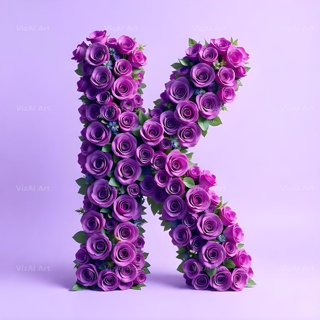 Lilac Rose Cluster alphabet letter K