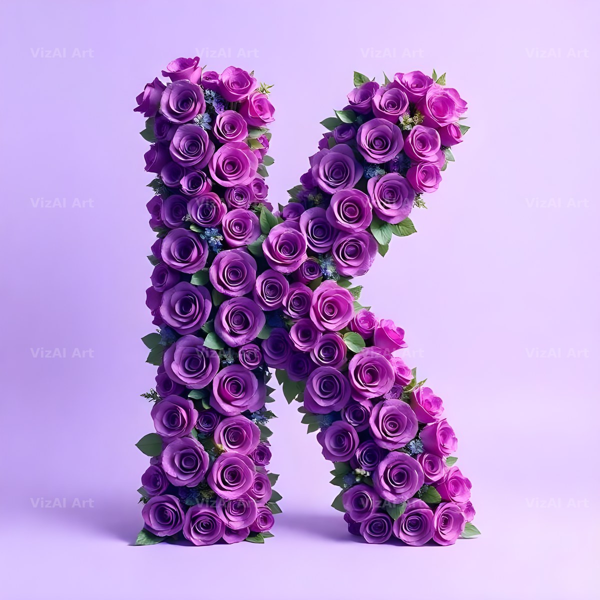 Lilac Rose Cluster alphabet letter K