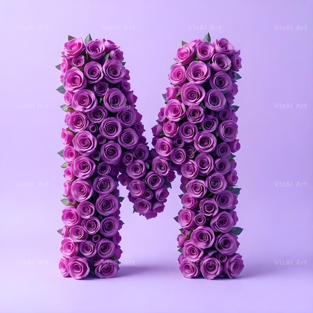 Lilac Rose Cluster alphabet letter M