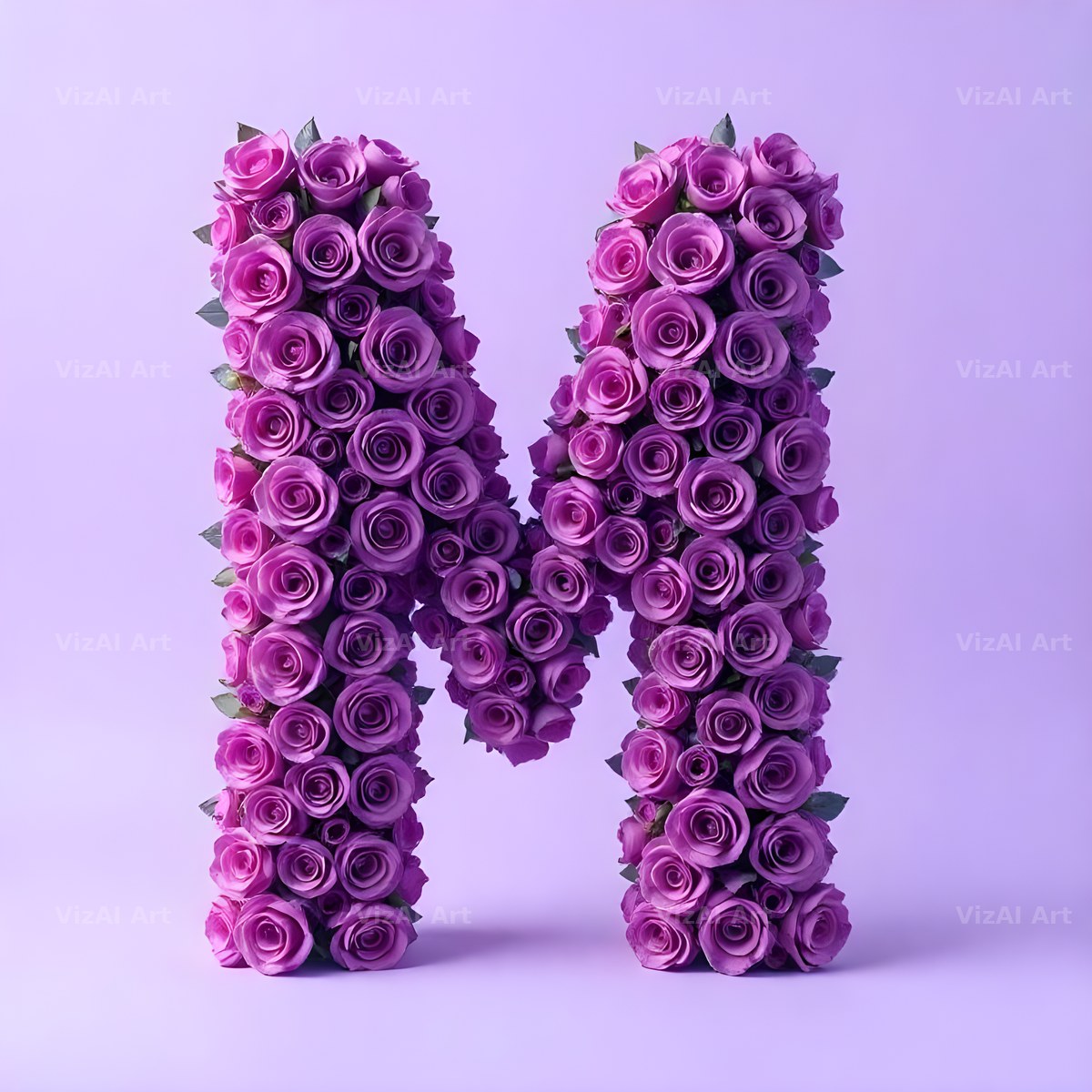 Lilac Rose Cluster alphabet letter M