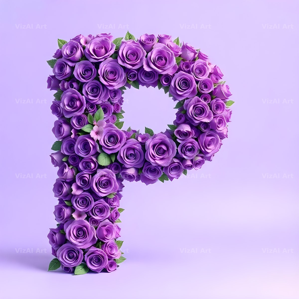 Lilac Rose Cluster alphabet letter P