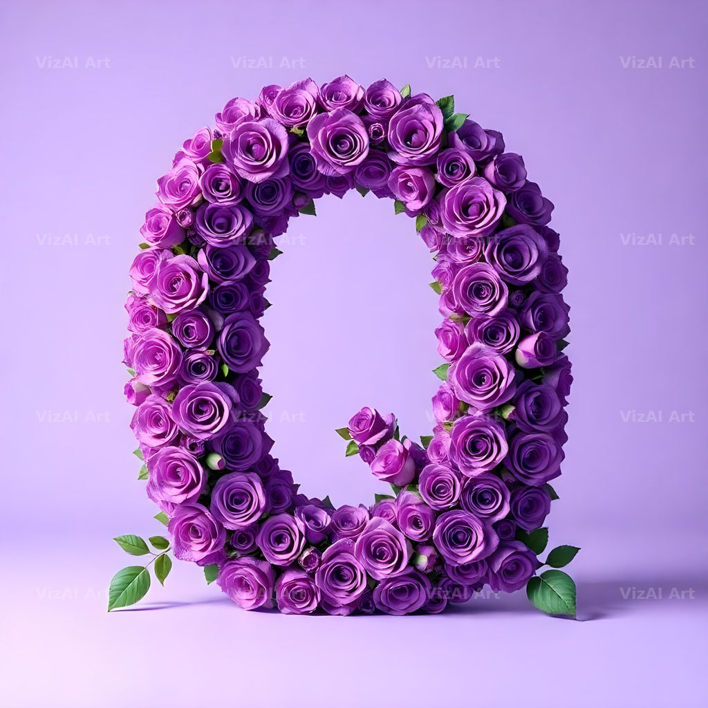 Lilac Rose Cluster alphabet letter Q
