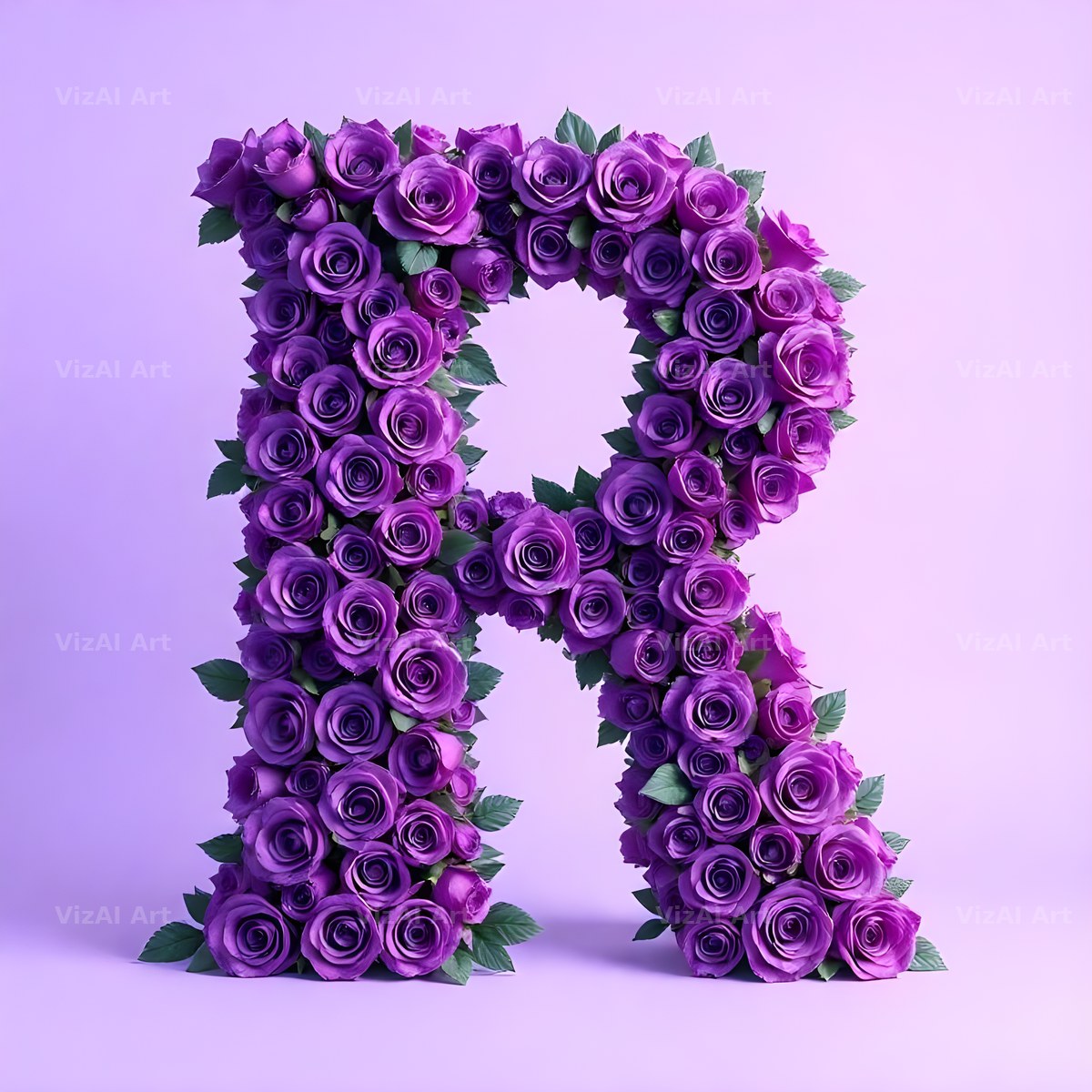 Lilac Rose Cluster alphabet letter R
