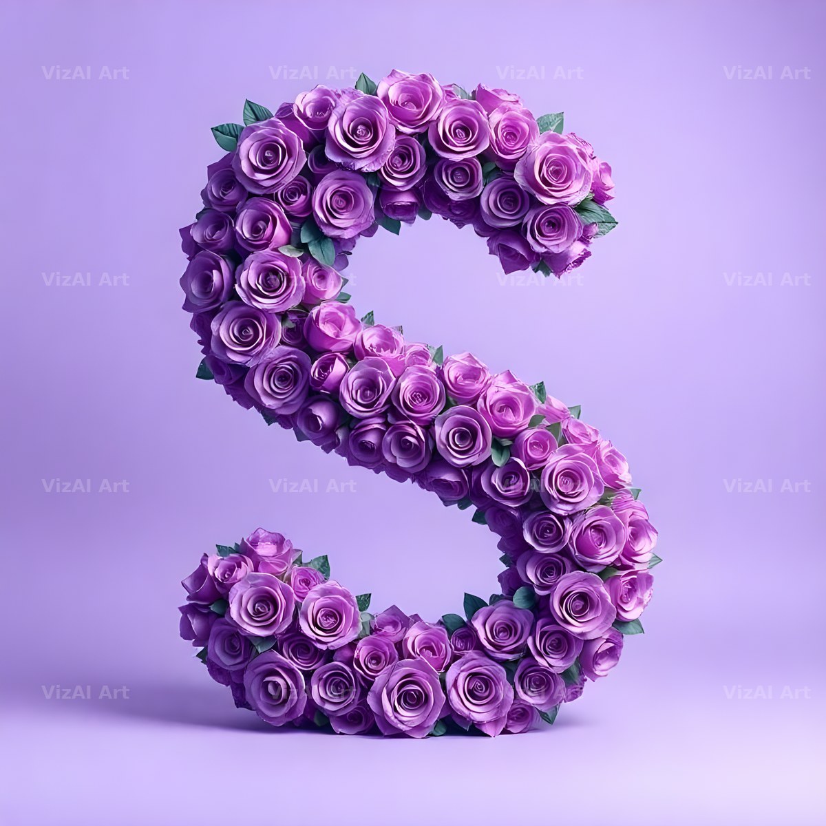 Lilac Rose Cluster alphabet letter S