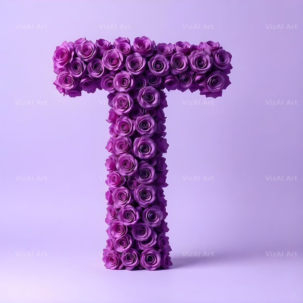 Lilac Rose Cluster alphabet letter T
