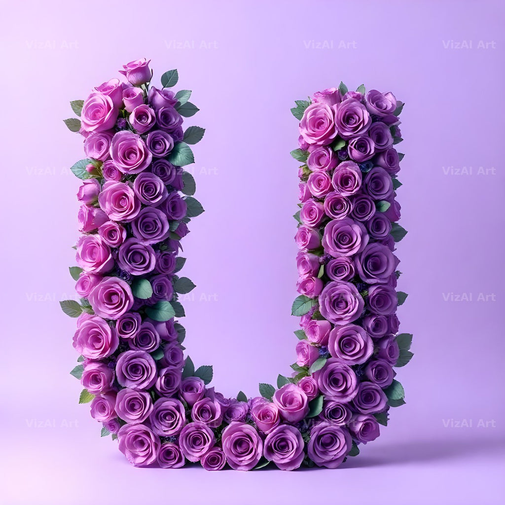 Lilac Rose Cluster alphabet letter U