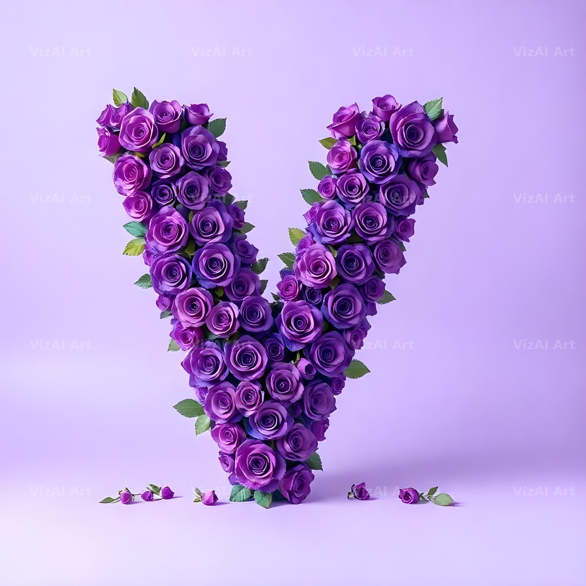 Lilac Rose Cluster alphabet letter V