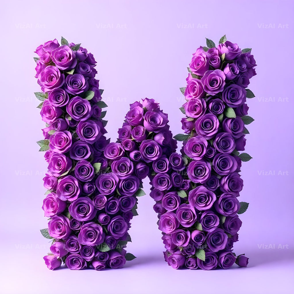 Lilac Rose Cluster alphabet letter W