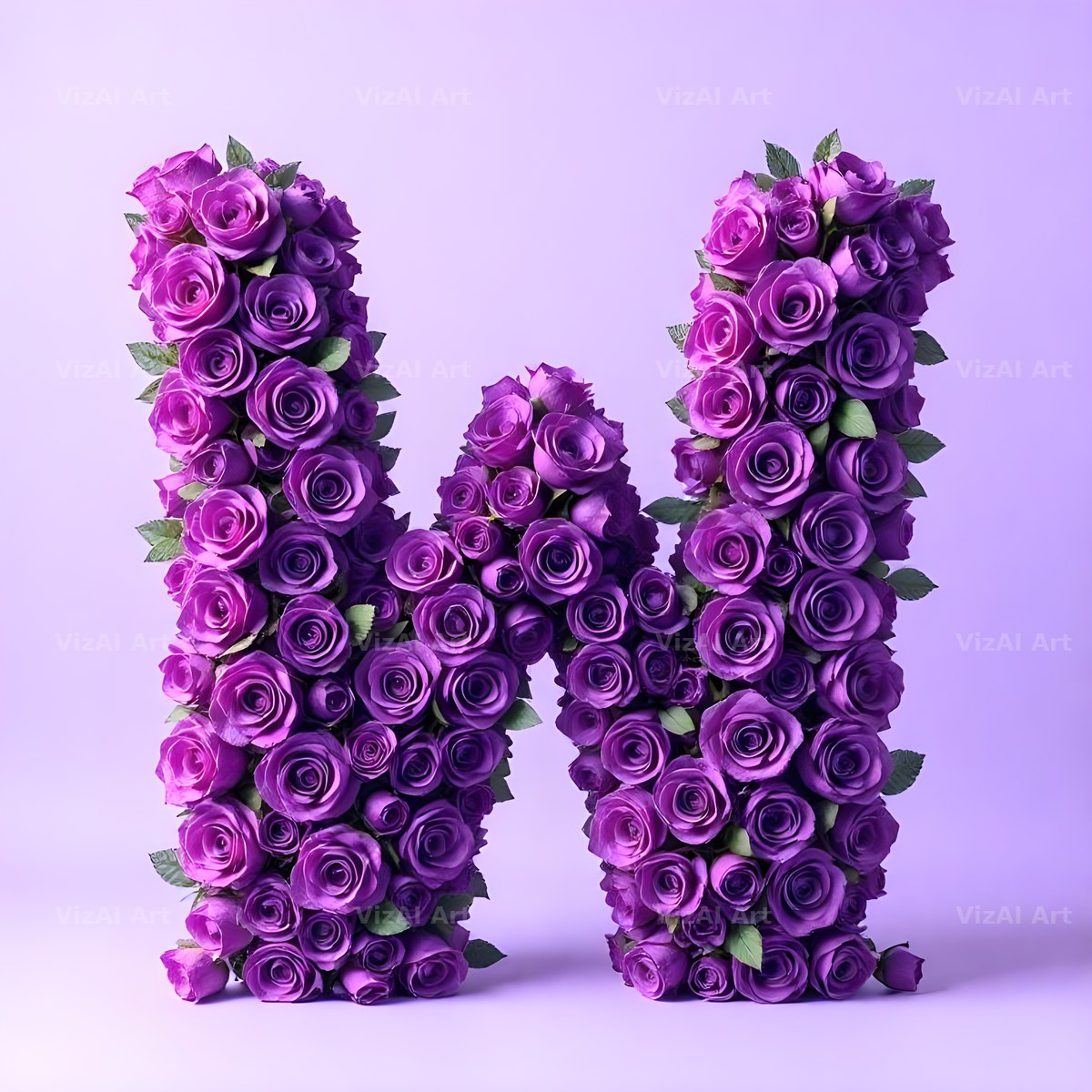 Lilac Rose Cluster alphabet letter W
