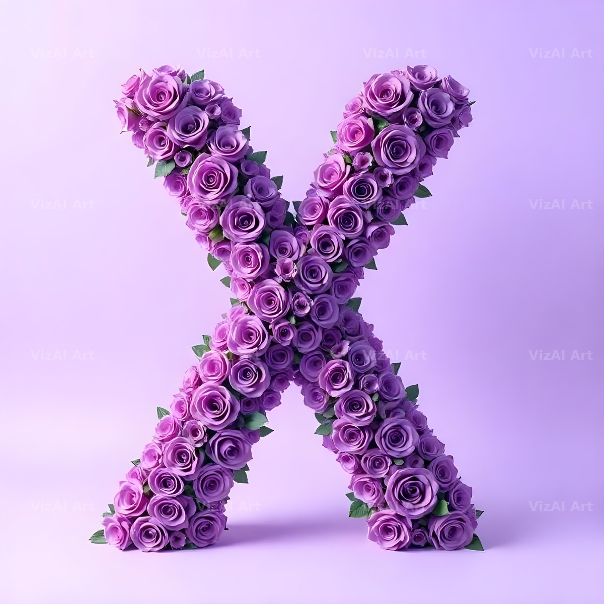 Lilac Rose Cluster alphabet letter X