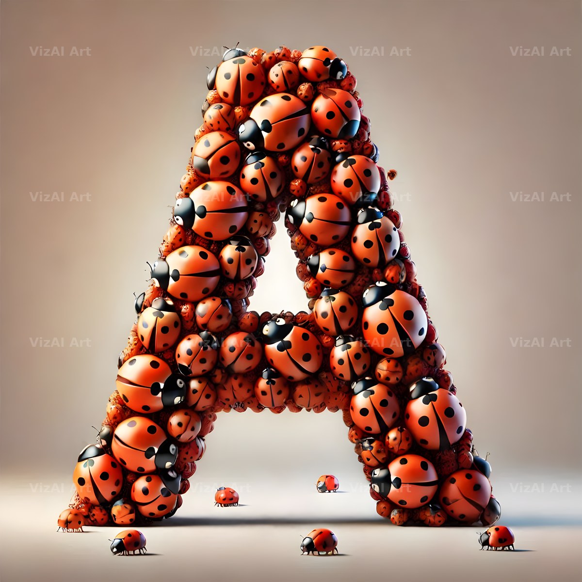 Ladybird Swarm Charm alphabet letter A