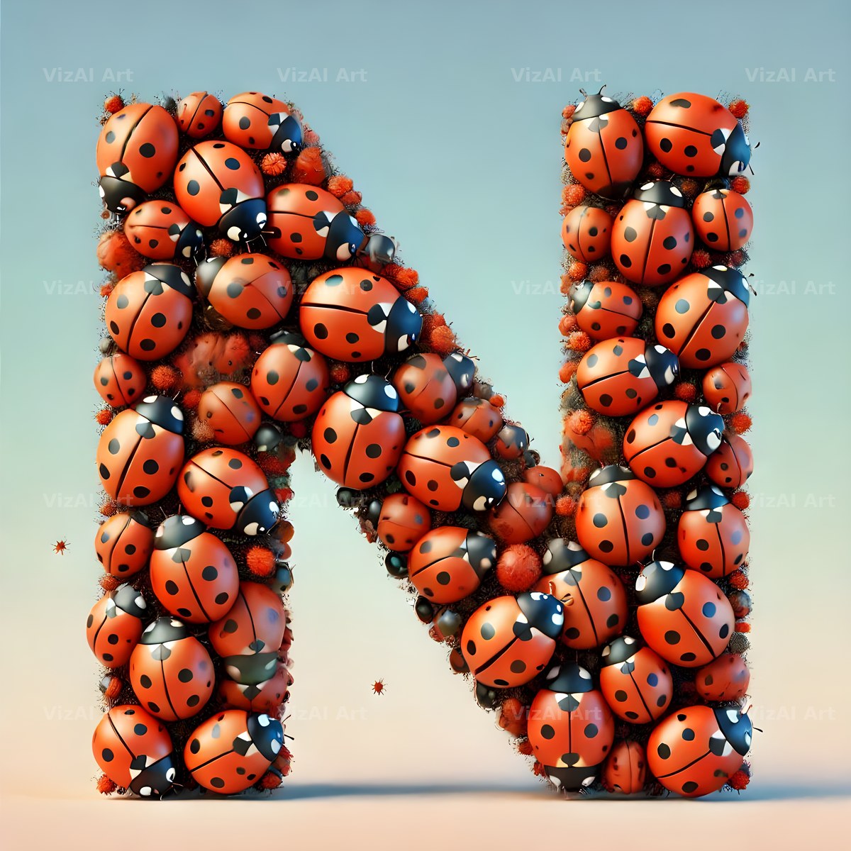 Ladybird Swarm Charm alphabet letter N
