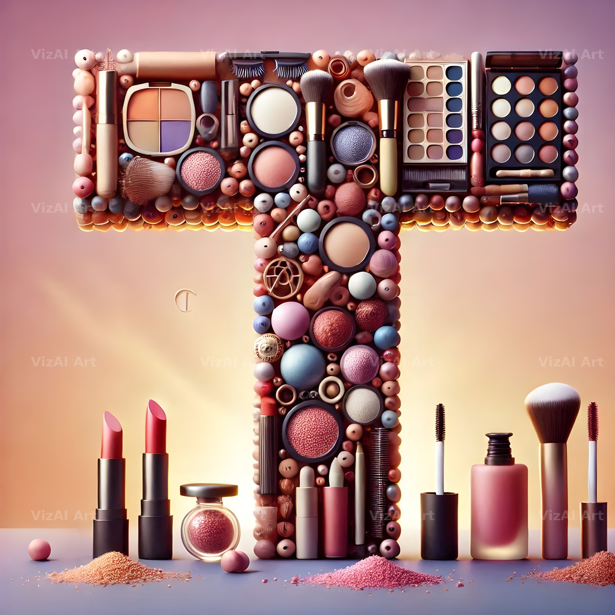 Makeup Palette Glam alphabet letter T