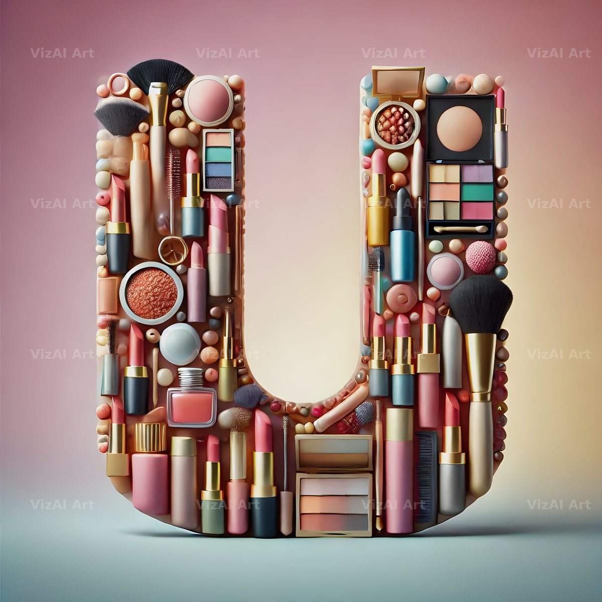 Makeup Palette Glam alphabet letter U