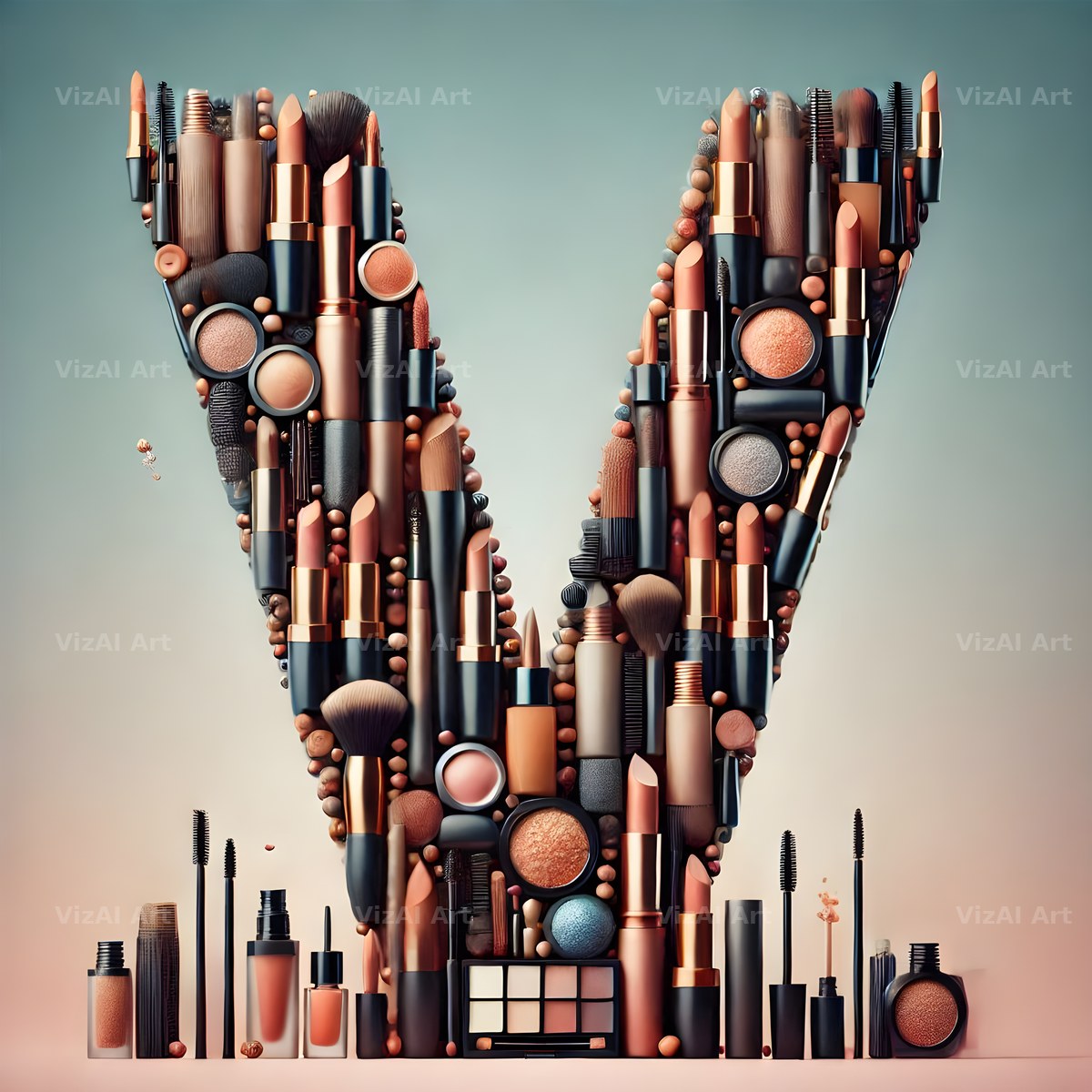 Makeup Palette Glam alphabet letter V
