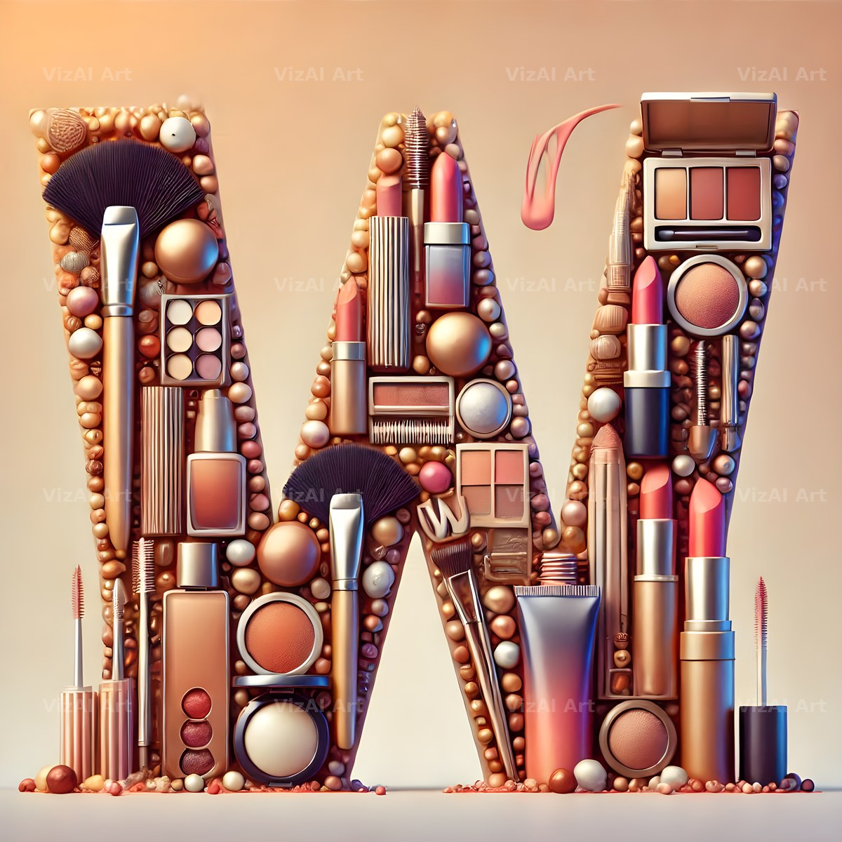 Makeup Palette Glam alphabet letter W