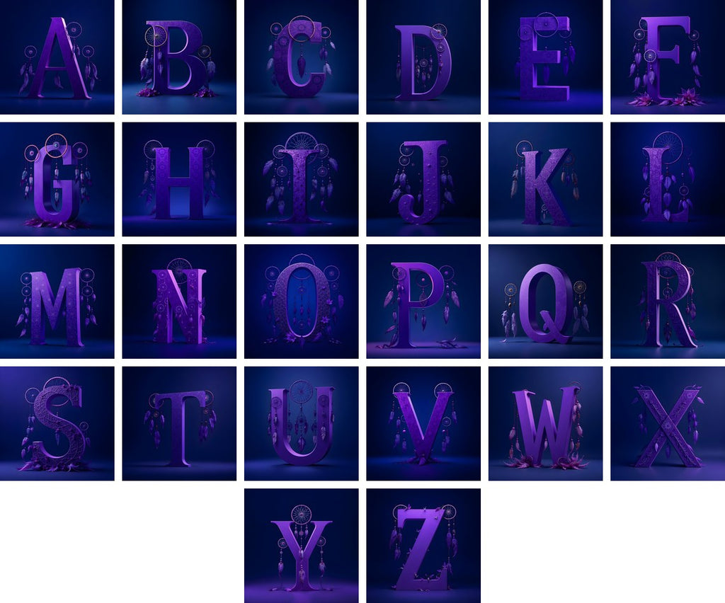 Midnight Dream Catcher alphabet — all 26 letters