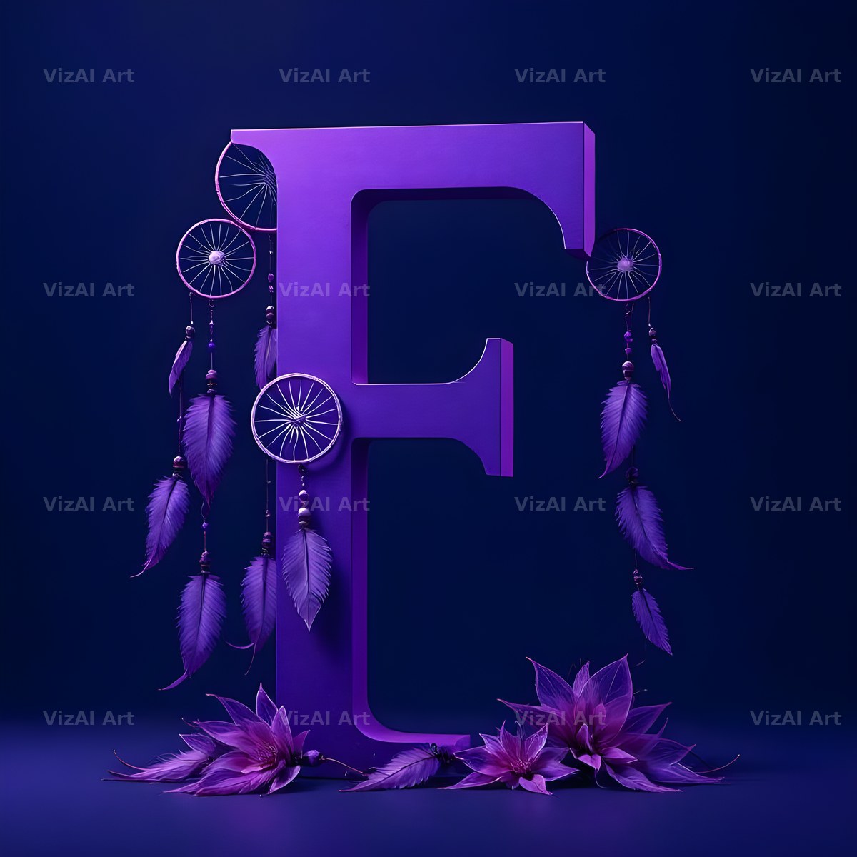 Midnight Dream Catcher alphabet letter F