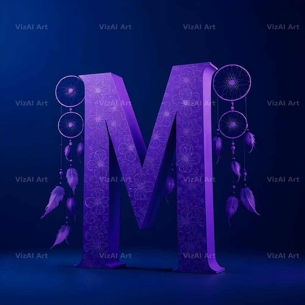 Midnight Dream Catcher alphabet letter M
