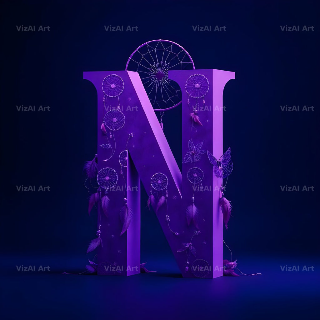 Midnight Dream Catcher alphabet letter N