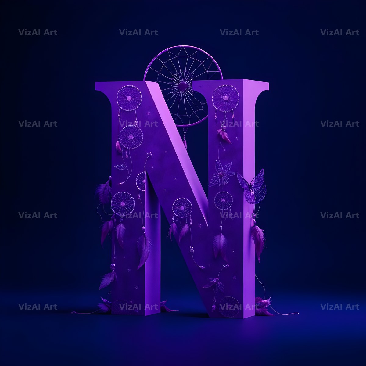 Midnight Dream Catcher alphabet letter N