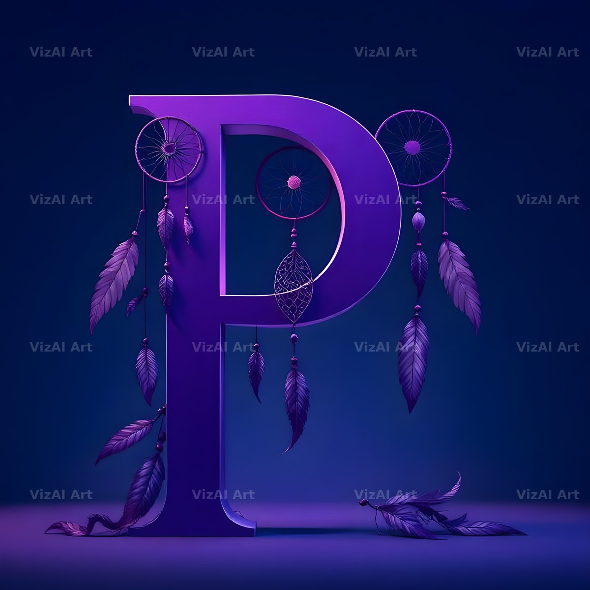Midnight Dream Catcher alphabet letter P