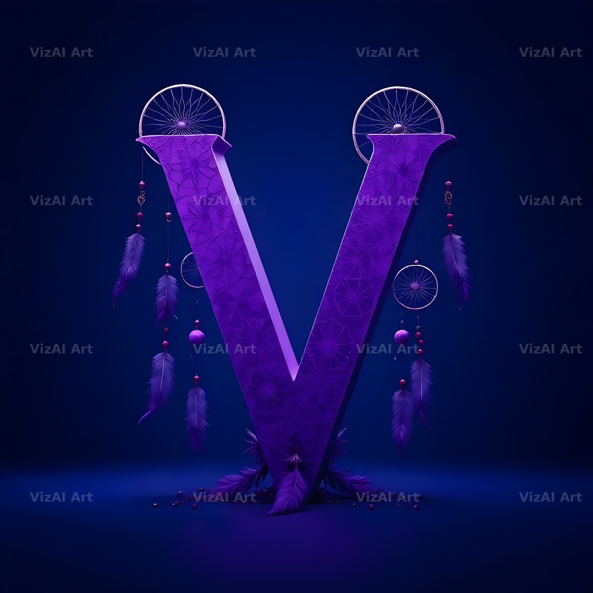 Midnight Dream Catcher alphabet letter V