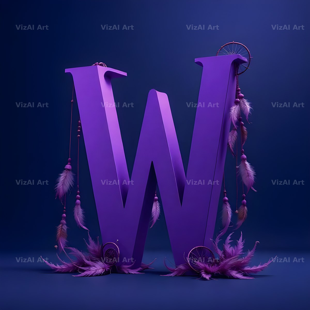 Midnight Dream Catcher alphabet letter W