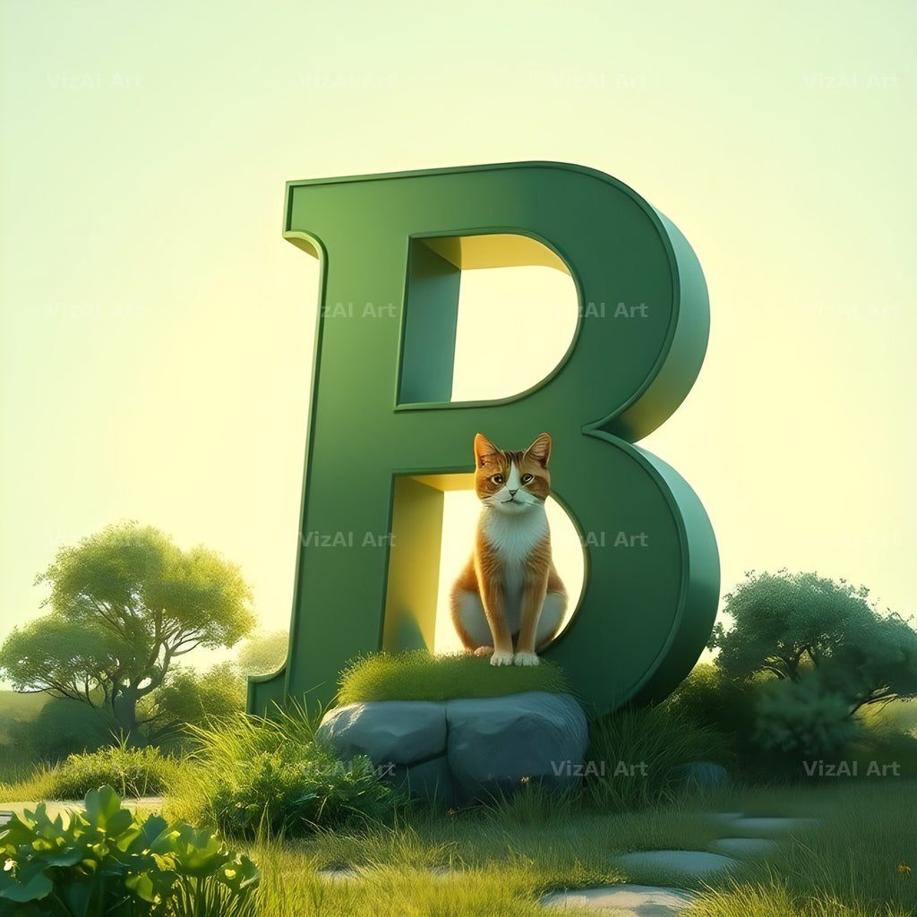 Meadow Cat Hillside alphabet letter B