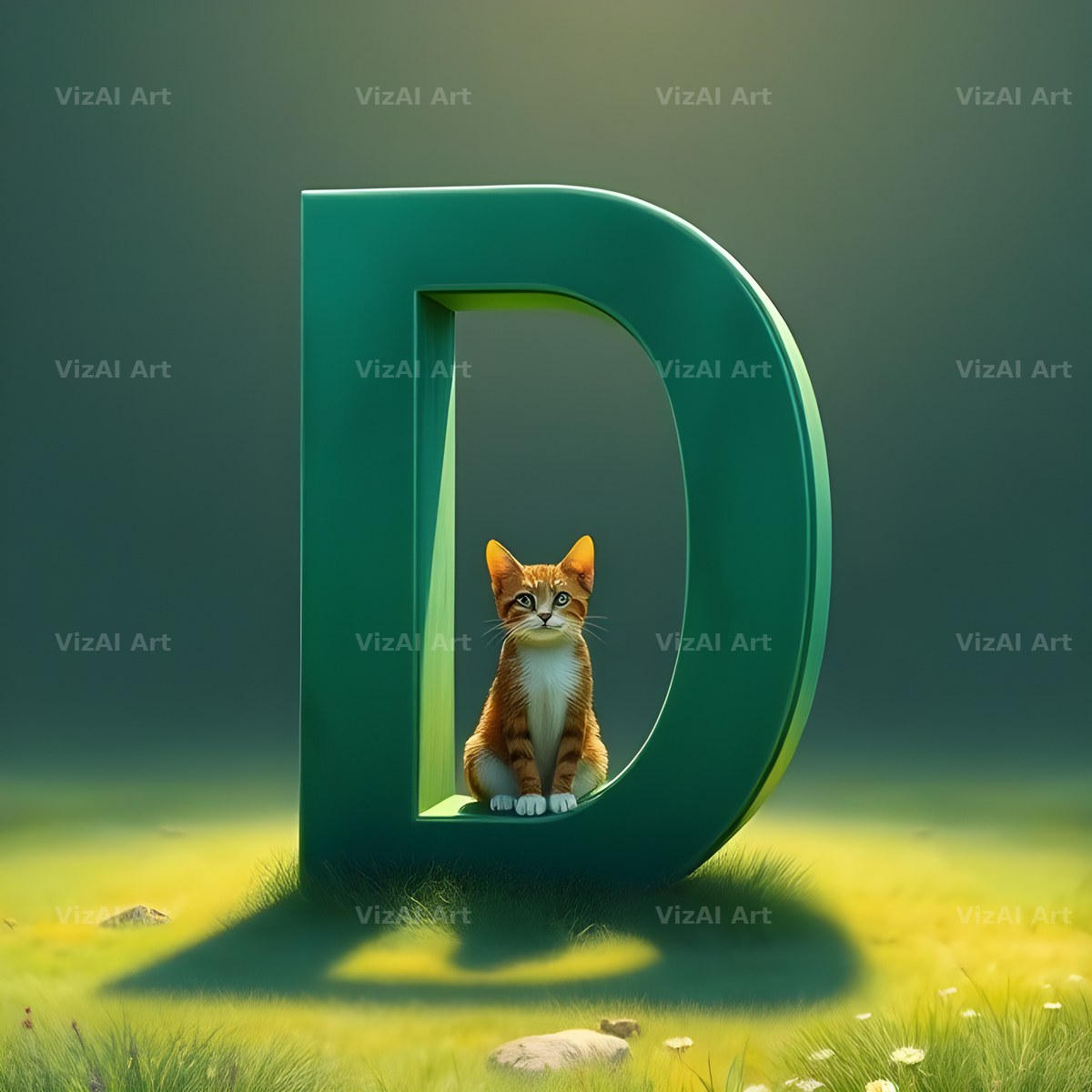 Meadow Cat Hillside alphabet letter D